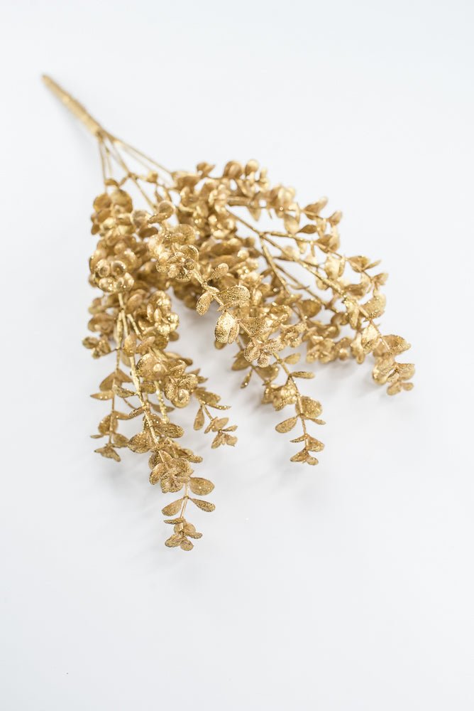 Artificial Gold Metallic Eucalyptus Bush - 18" - Greenery MarketArtificial Flora86893GD