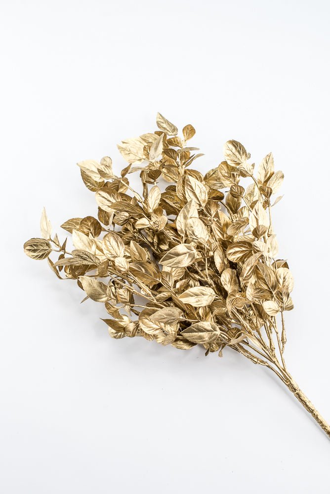 Artificial, Gold Metallic, Leaf Bush - 17.5" - Greenery MarketArtificial Flora32259