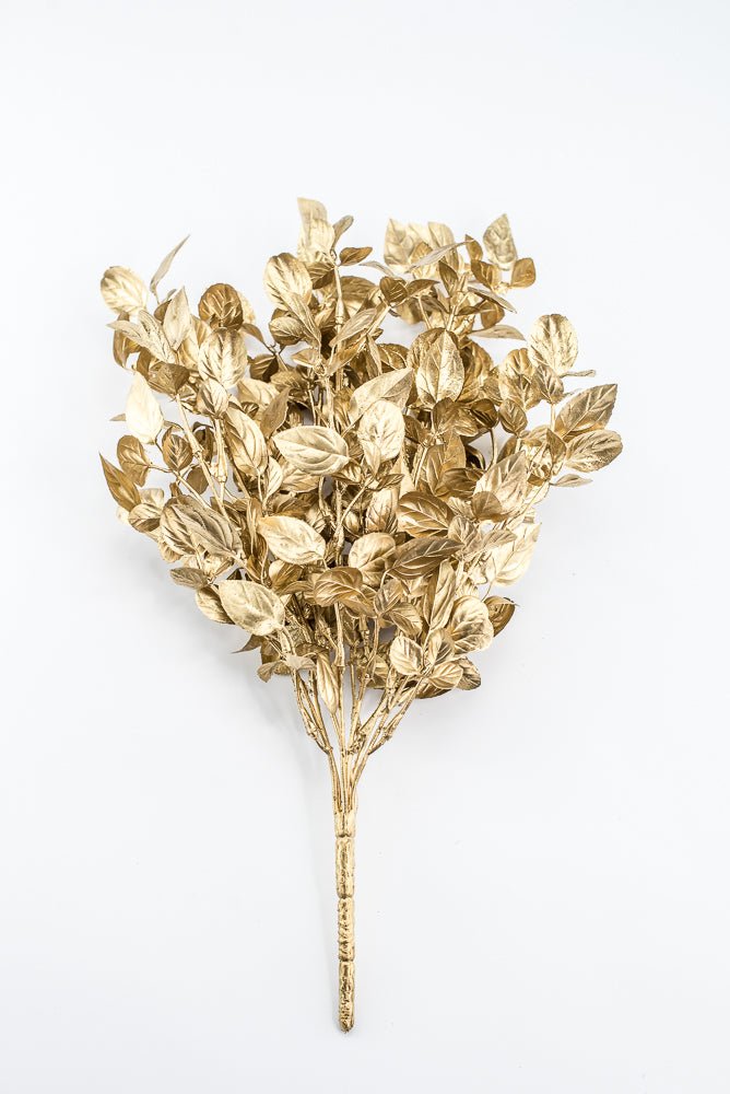 Artificial, Gold Metallic, Leaf Bush - 17.5" - Greenery MarketArtificial Flora32259
