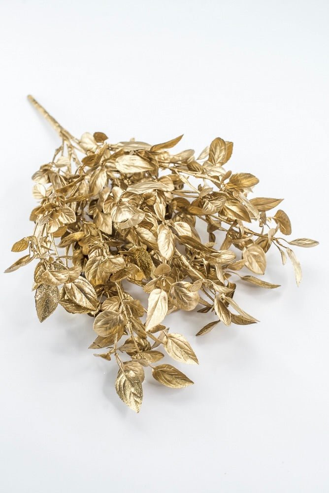 Artificial, Gold Metallic, Leaf Bush - 17.5" - Greenery MarketArtificial Flora32259
