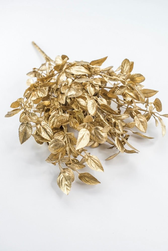 Artificial, Gold Metallic, Leaf Bush - 17.5" - Greenery MarketArtificial Flora32259