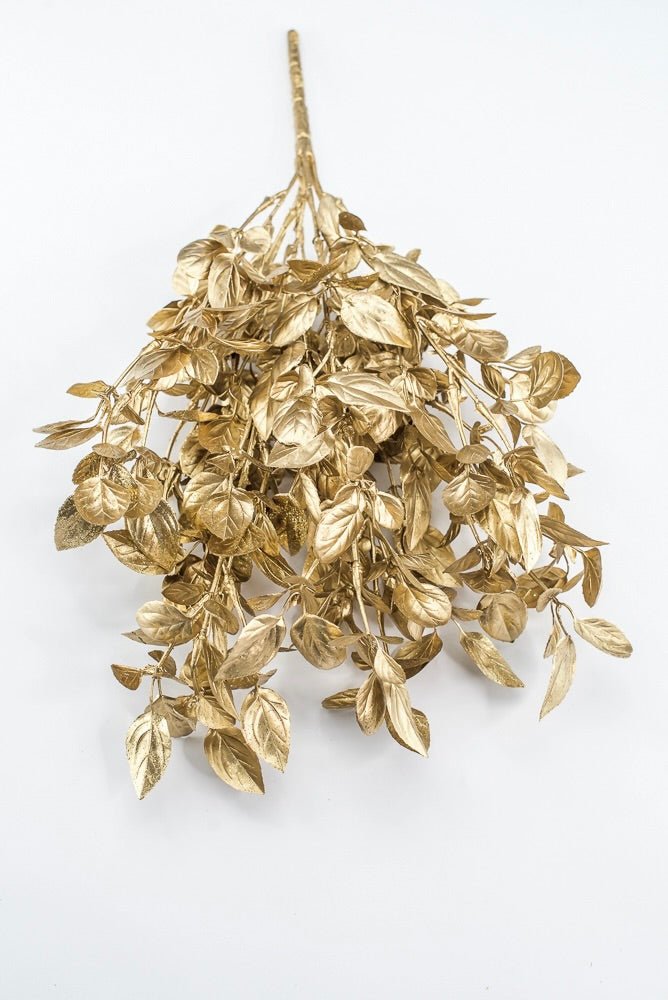 Artificial, Gold Metallic, Leaf Bush - 17.5" - Greenery MarketArtificial Flora32259