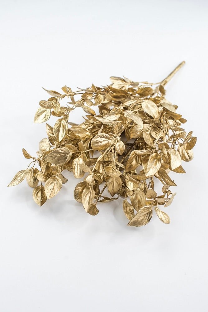 Artificial, Gold Metallic, Leaf Bush - 17.5" - Greenery MarketArtificial Flora32259