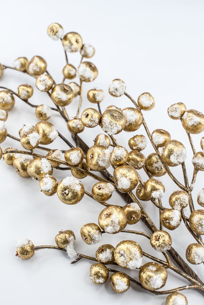Artificial Gold Mini Crabapple Spray With Snow - 30" - Greenery MarketArtificial Flora85761-GOLD