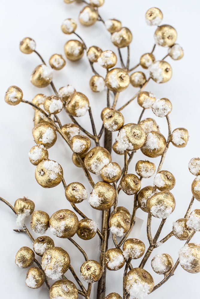 Artificial Gold Mini Crabapple Spray With Snow - 30" - Greenery MarketArtificial Flora85761-GOLD