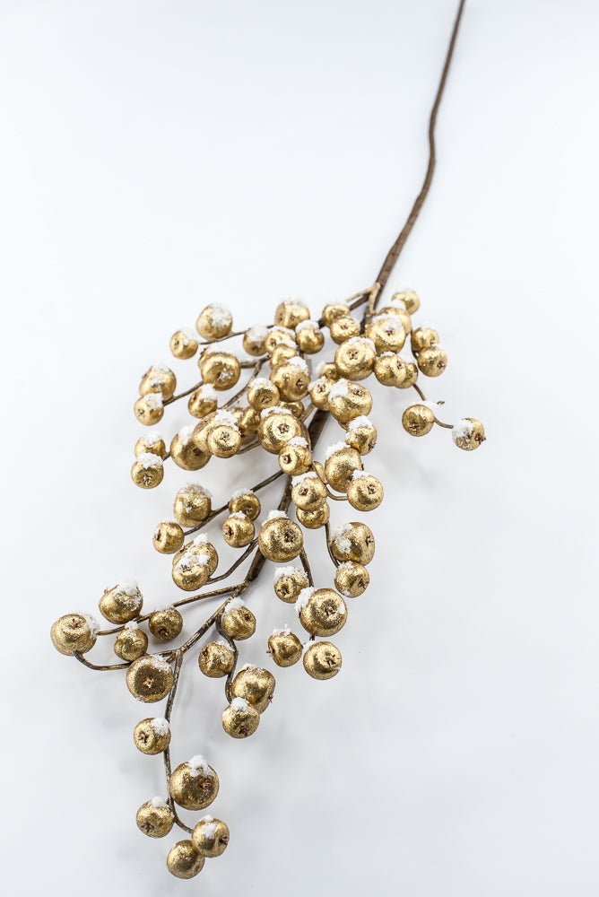 Artificial Gold Mini Crabapple Spray With Snow - 30" - Greenery MarketArtificial Flora85761-GOLD