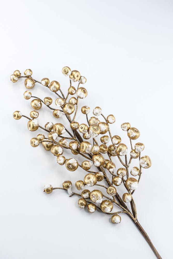 Artificial Gold Mini Crabapple Spray With Snow - 30" - Greenery MarketArtificial Flora85761-GOLD