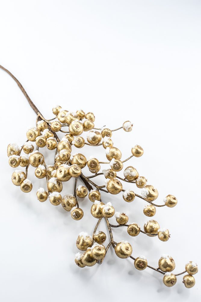 Artificial Gold Mini Crabapple Spray With Snow - 30" - Greenery MarketArtificial Flora85761-GOLD