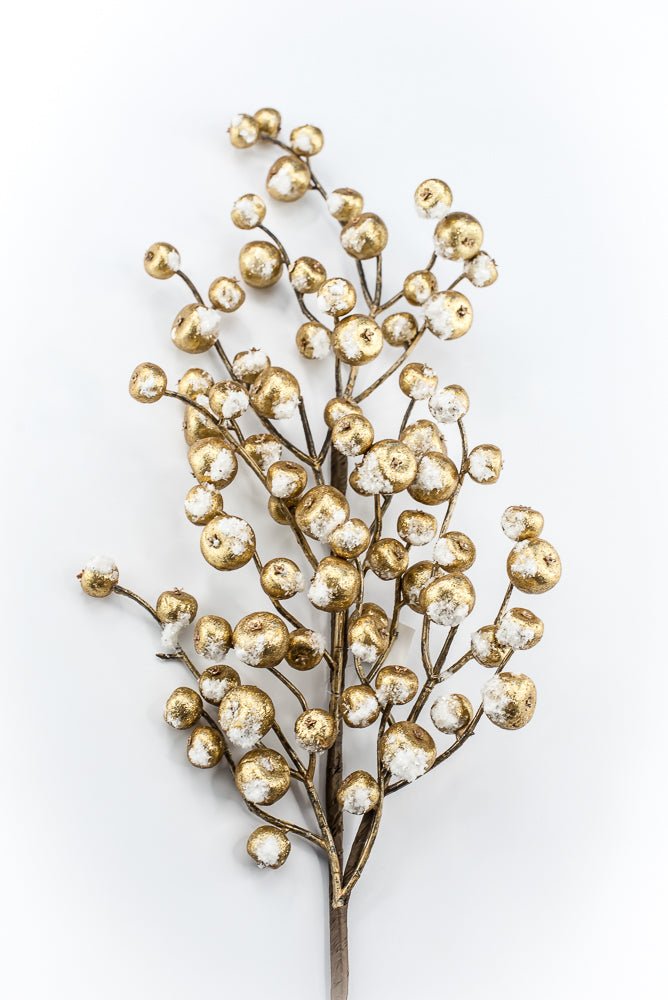 Artificial Gold Mini Crabapple Spray With Snow - 30" - Greenery MarketArtificial Flora85761-GOLD