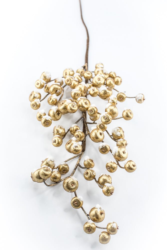Artificial Gold Mini Crabapple Spray With Snow - 30" - Greenery MarketArtificial Flora85761-GOLD