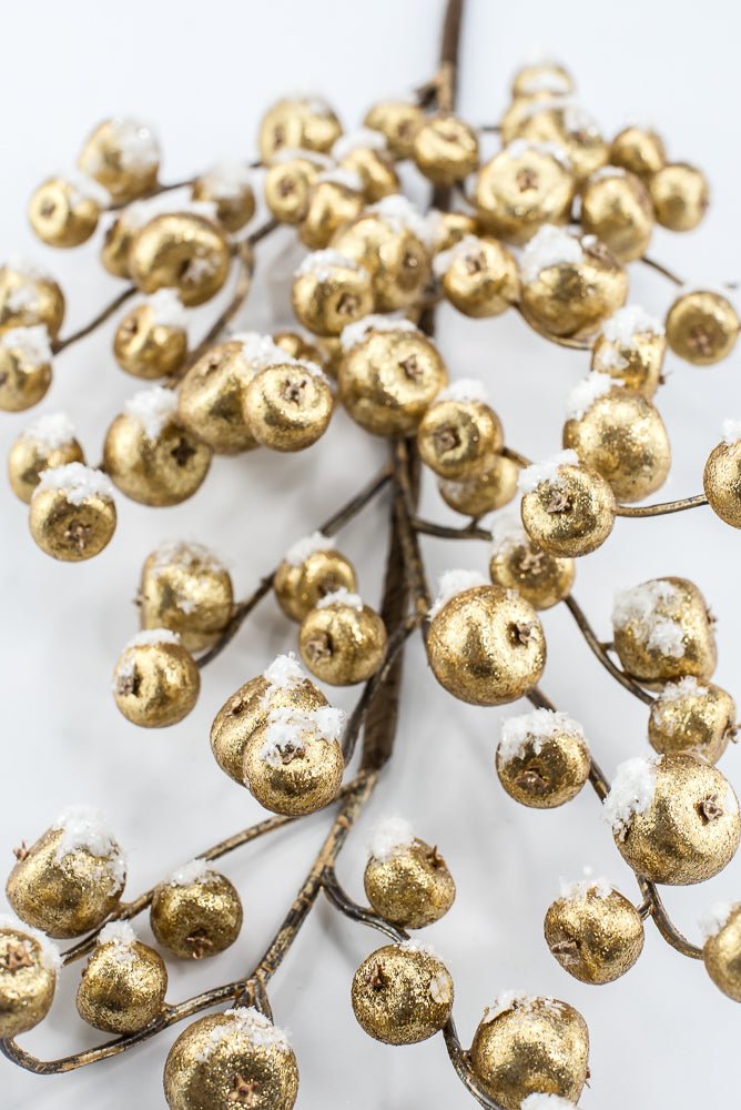 Artificial Gold Mini Crabapple Spray With Snow - 30" - Greenery MarketArtificial Flora85761-GOLD
