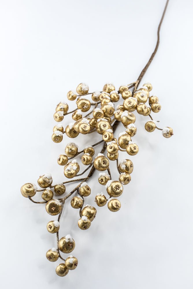 Artificial Gold Mini Crabapple Spray With Snow - 30" - Greenery MarketArtificial Flora85761-GOLD