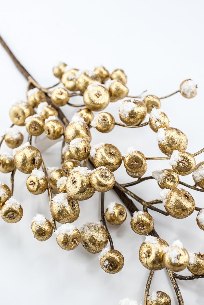 Artificial Gold Mini Crabapple Spray With Snow - 30" - Greenery MarketArtificial Flora85761-GOLD