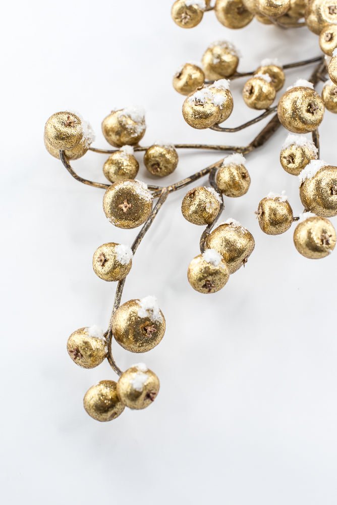 Artificial Gold Mini Crabapple Spray With Snow - 30" - Greenery MarketArtificial Flora85761-GOLD