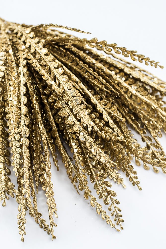Artificial Gold Plastic Button Fern With Glitter Bush - 19" - Greenery MarketArtificial Flora85807-GOLD