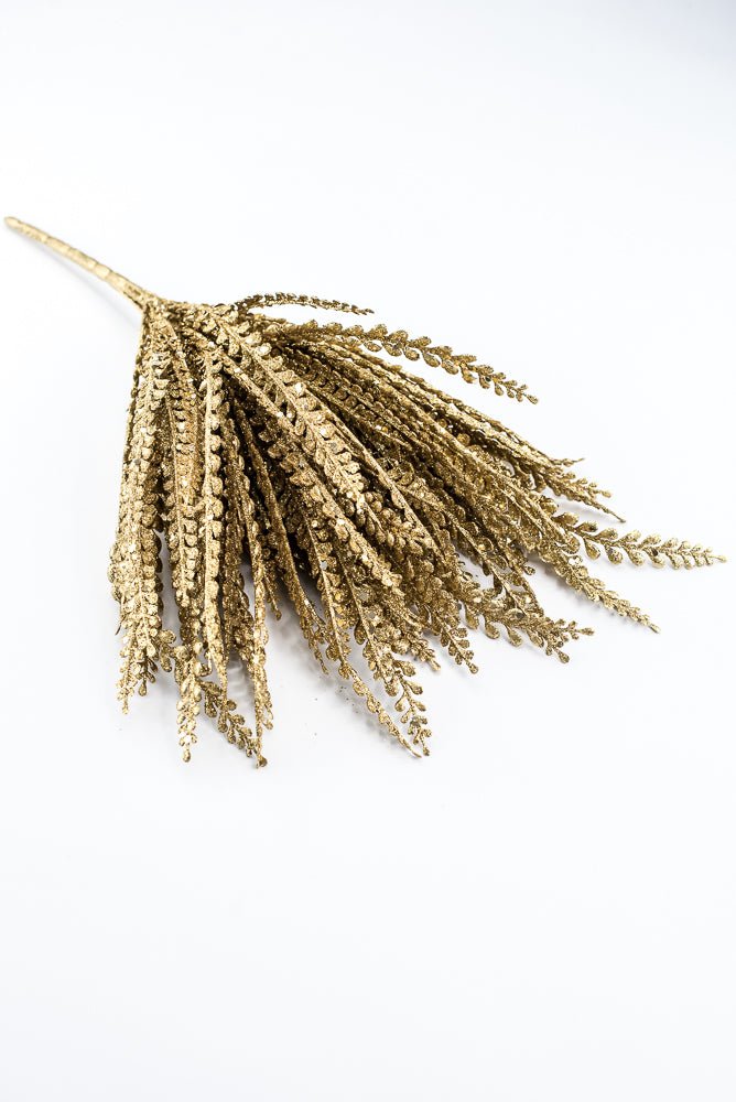 Artificial Gold Plastic Button Fern With Glitter Bush - 19" - Greenery MarketArtificial Flora85807-GOLD