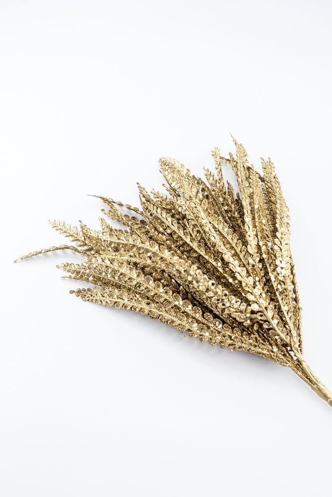 Artificial Gold Plastic Button Fern With Glitter Bush - 19" - Greenery MarketArtificial Flora85807-GOLD