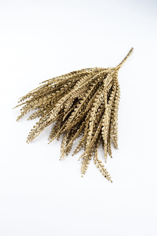 Artificial Gold Plastic Button Fern With Glitter Bush - 19" - Greenery MarketArtificial Flora85807-GOLD