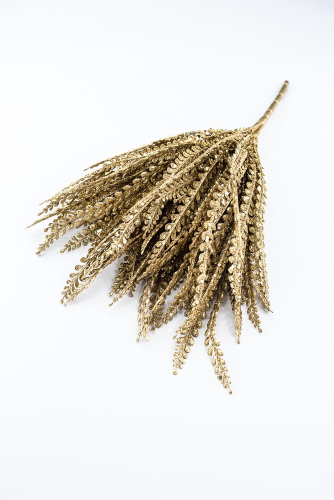 Artificial Gold Plastic Button Fern With Glitter Bush - 19" - Greenery MarketArtificial Flora85807-GOLD
