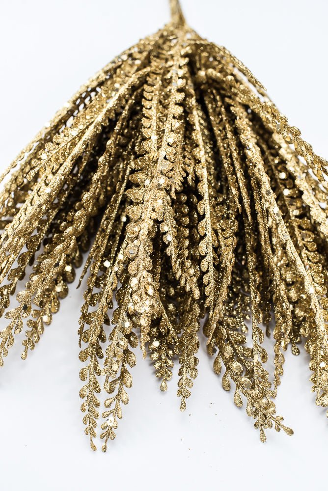 Artificial Gold Plastic Button Fern With Glitter Bush - 19" - Greenery MarketArtificial Flora85807-GOLD
