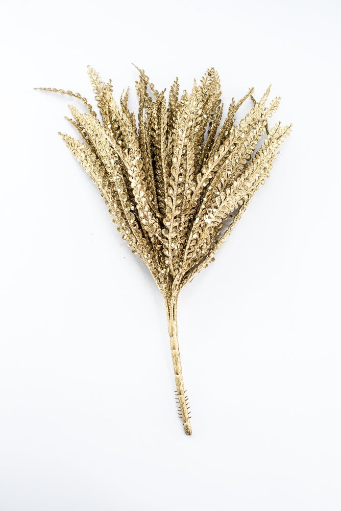 Artificial Gold Plastic Button Fern With Glitter Bush - 19" - Greenery MarketArtificial Flora85807-GOLD