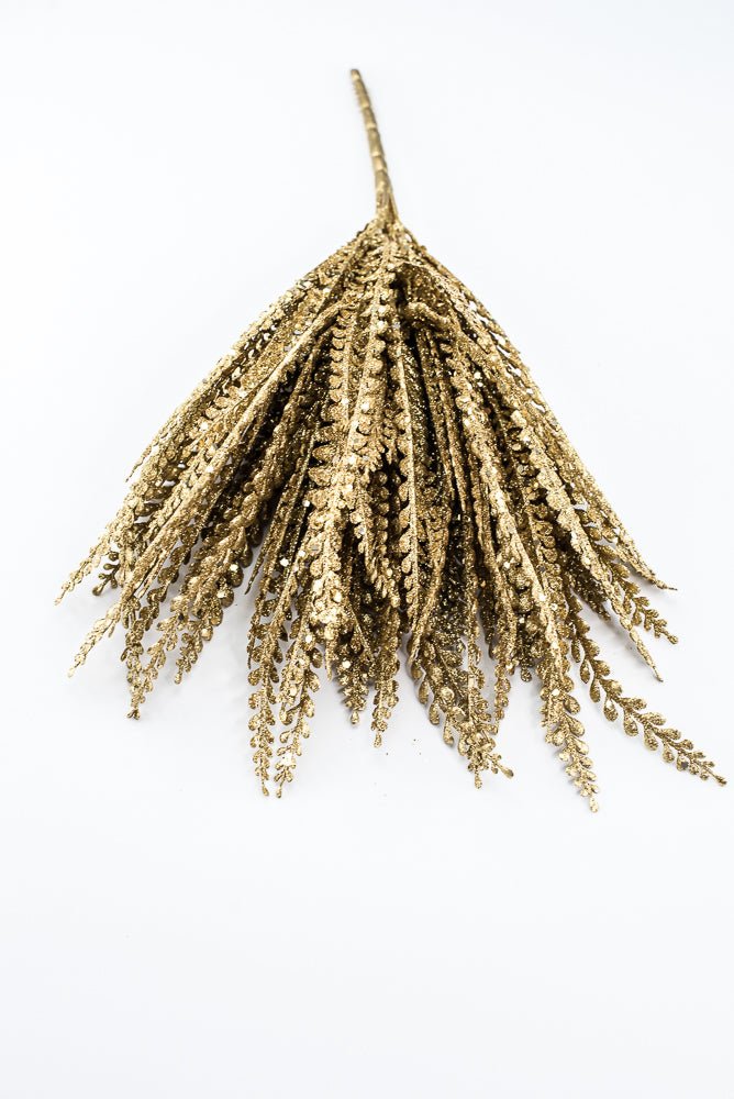 Artificial Gold Plastic Button Fern With Glitter Bush - 19" - Greenery MarketArtificial Flora85807-GOLD