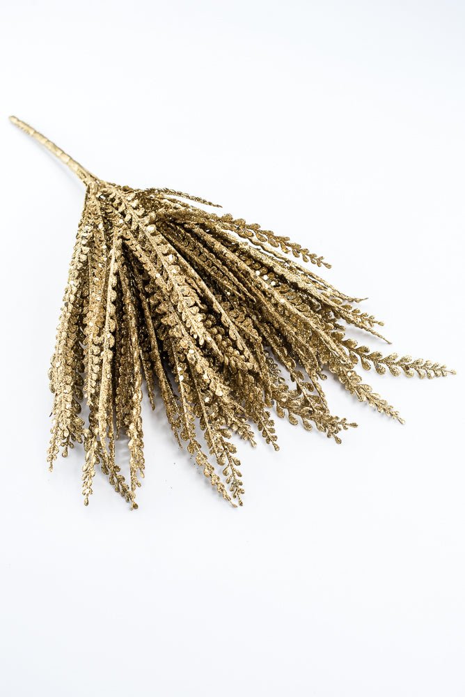 Artificial Gold Plastic Button Fern With Glitter Bush - 19" - Greenery MarketArtificial Flora85807-GOLD