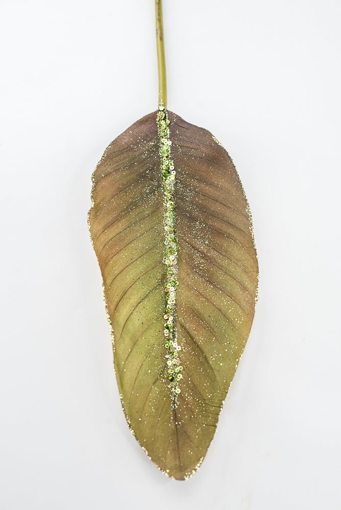 Artificial Green & Brown Bird Of Paradise Leaf - 27" - Greenery MarketFL6637-GBRN