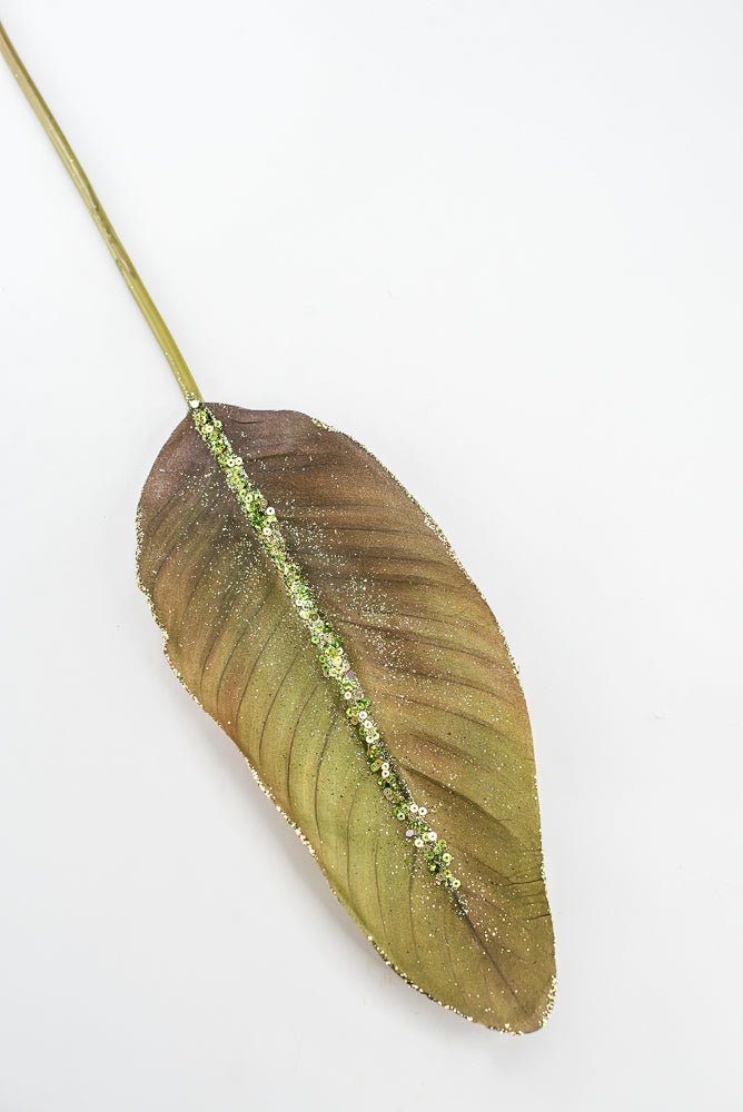 Artificial Green & Brown Bird Of Paradise Leaf - 27" - Greenery MarketFL6637-GBRN