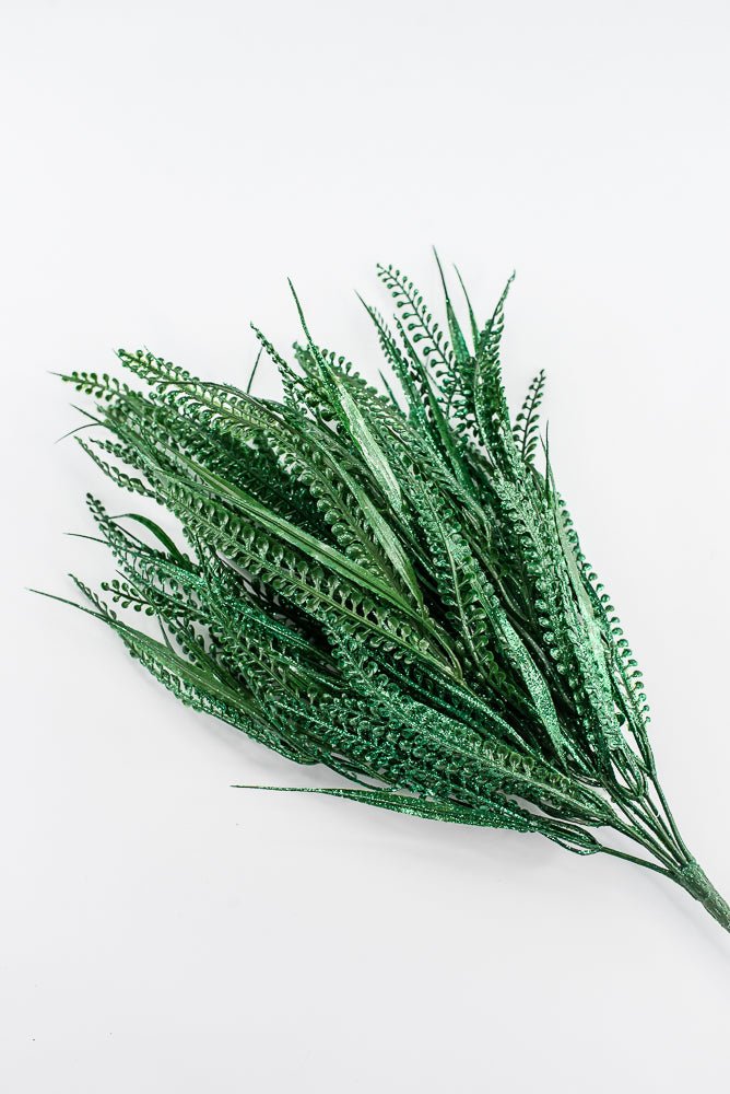 Artificial, Green, Button Fern With Glitter Bush - 20" - Greenery MarketArtificial Flora85797-GN