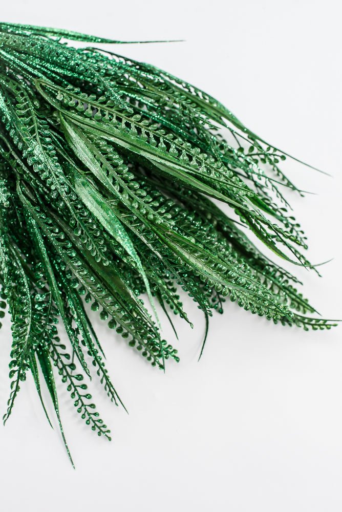 Artificial, Green, Button Fern With Glitter Bush - 20" - Greenery MarketArtificial Flora85797-GN