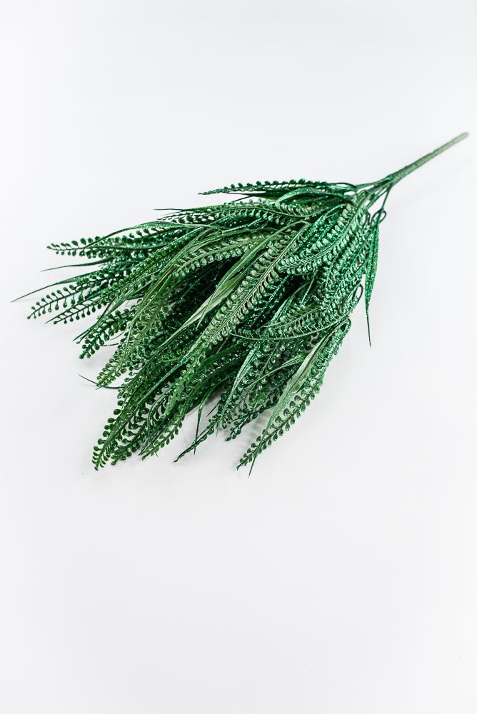Artificial, Green, Button Fern With Glitter Bush - 20" - Greenery MarketArtificial Flora85797-GN