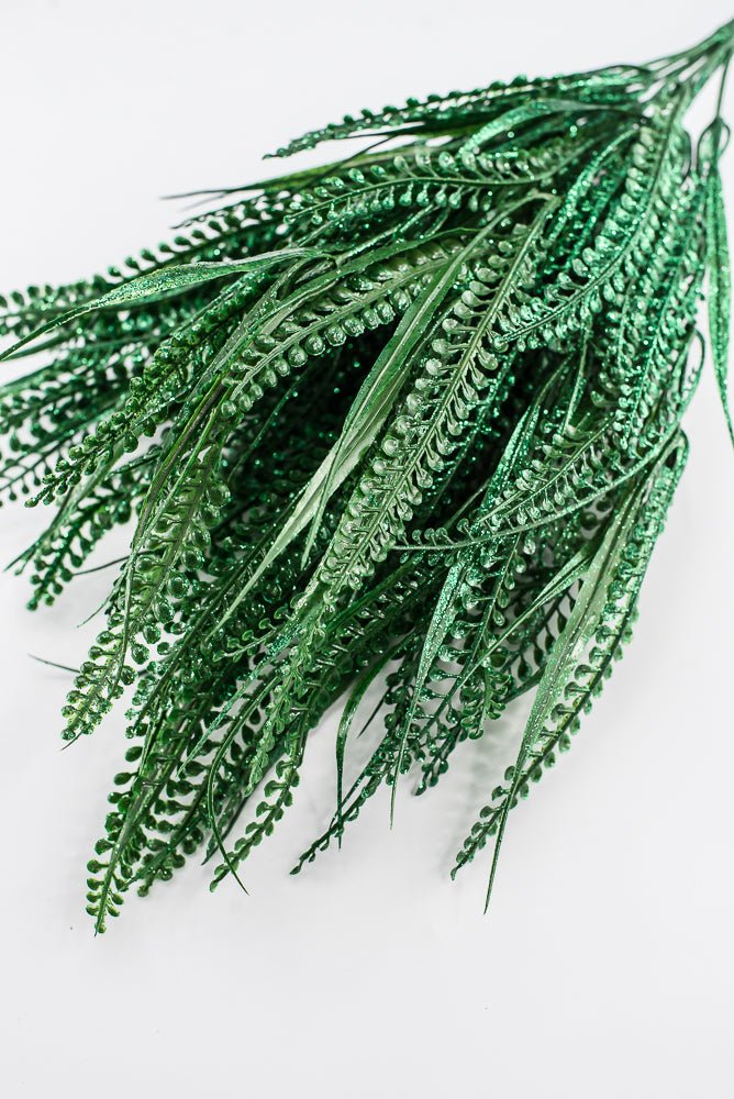 Artificial, Green, Button Fern With Glitter Bush - 20" - Greenery MarketArtificial Flora85797-GN
