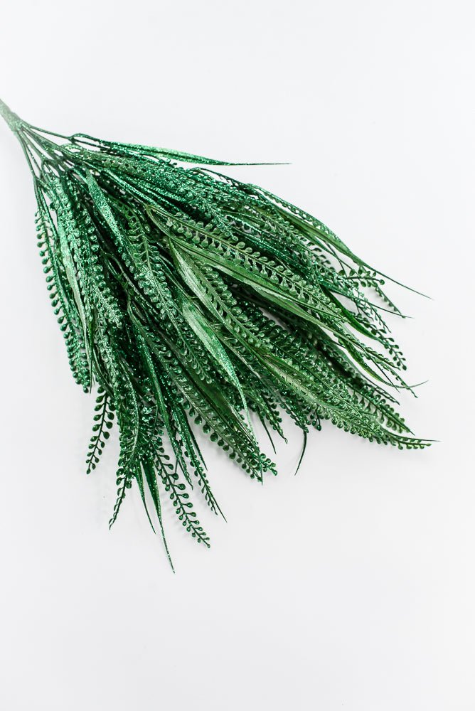Artificial, Green, Button Fern With Glitter Bush - 20" - Greenery MarketArtificial Flora85797-GN