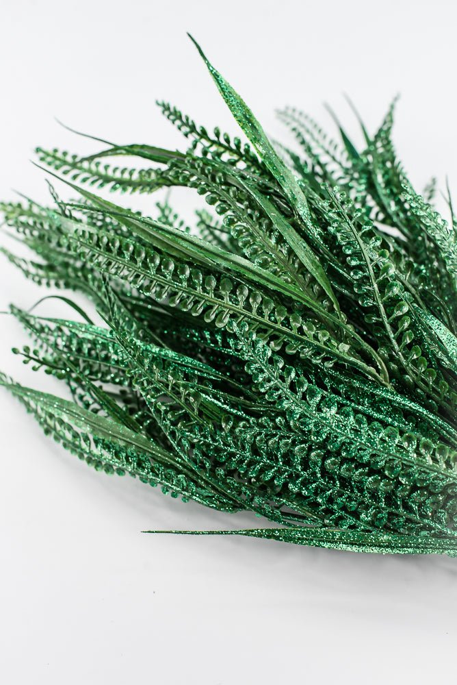 Artificial, Green, Button Fern With Glitter Bush - 20" - Greenery MarketArtificial Flora85797-GN