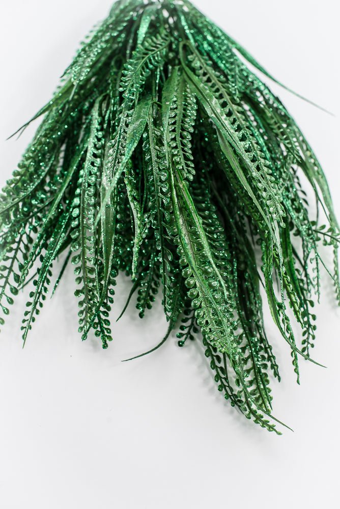 Artificial, Green, Button Fern With Glitter Bush - 20" - Greenery MarketArtificial Flora85797-GN