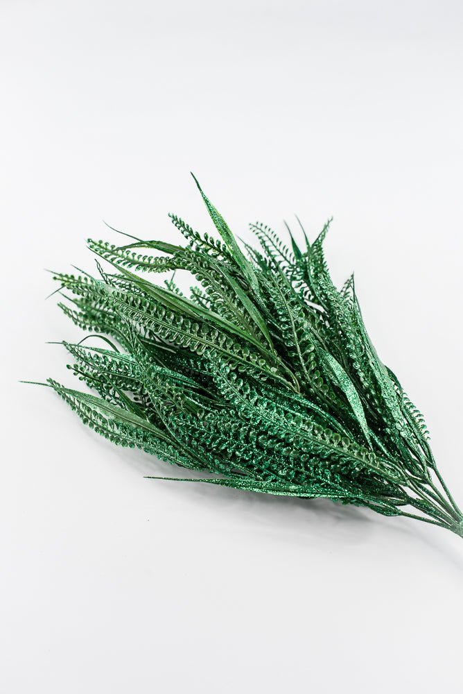 Artificial, Green, Button Fern With Glitter Bush - 20" - Greenery MarketArtificial Flora85797-GN