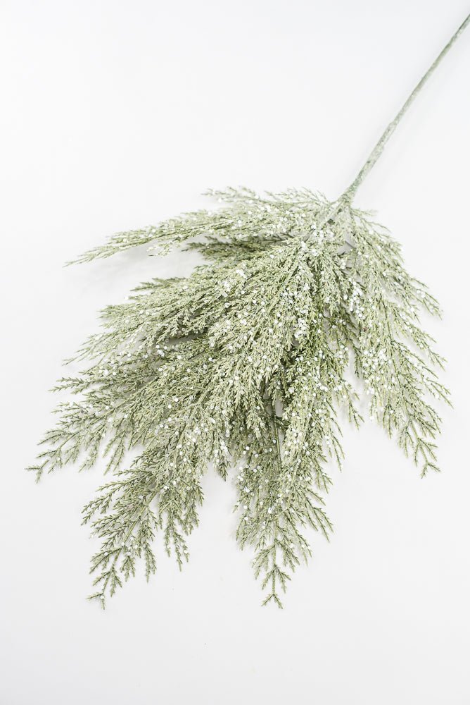Artificial Green Glittered Cedar Spray - 27" - Greenery MarketArtificial FloraXG1027-G