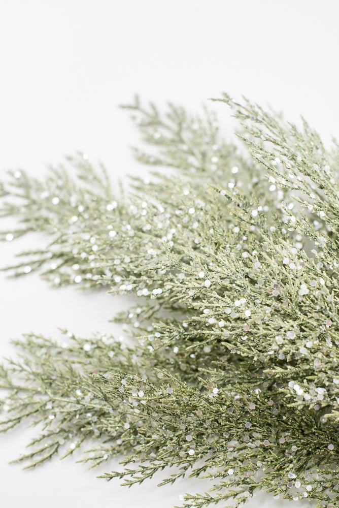 Artificial Green Glittered Cedar Spray - 27" - Greenery MarketArtificial FloraXG1027-G