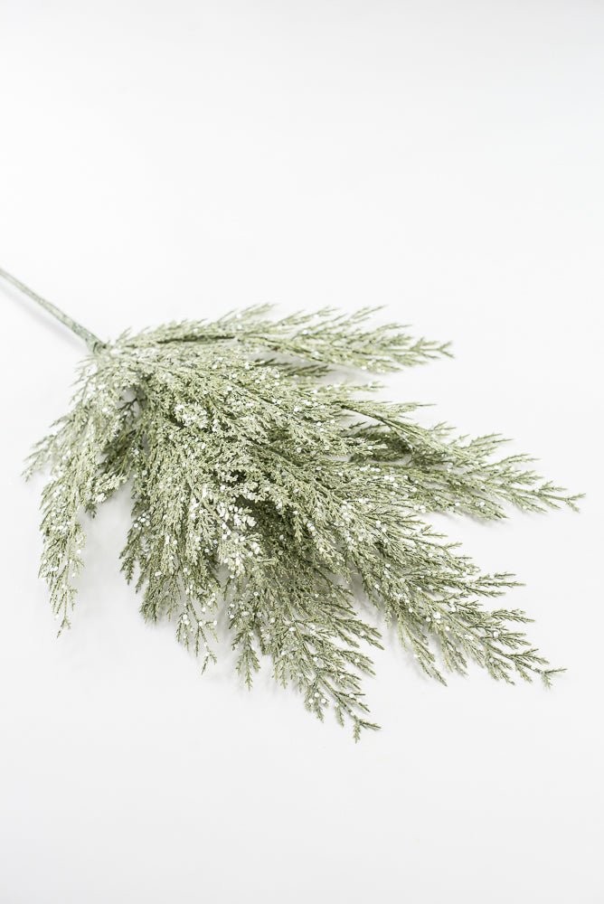 Artificial Green Glittered Cedar Spray - 27" - Greenery MarketArtificial FloraXG1027-G