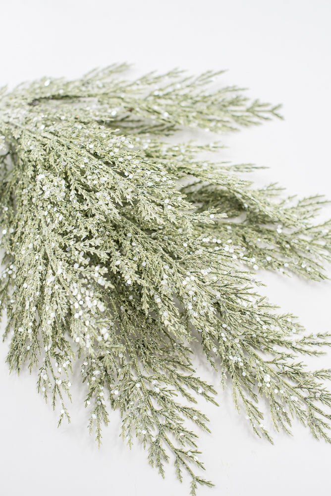 Artificial Green Glittered Cedar Spray - 27" - Greenery MarketArtificial FloraXG1027-G