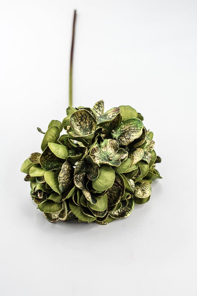 Artificial Green & Gold Glitter Hydrangea Spray - 22" - Greenery MarketArtificial FloraXF693-G