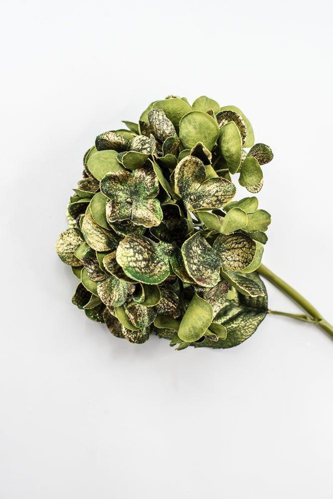 Artificial Green & Gold Glitter Hydrangea Spray - 22" - Greenery MarketArtificial FloraXF693-G