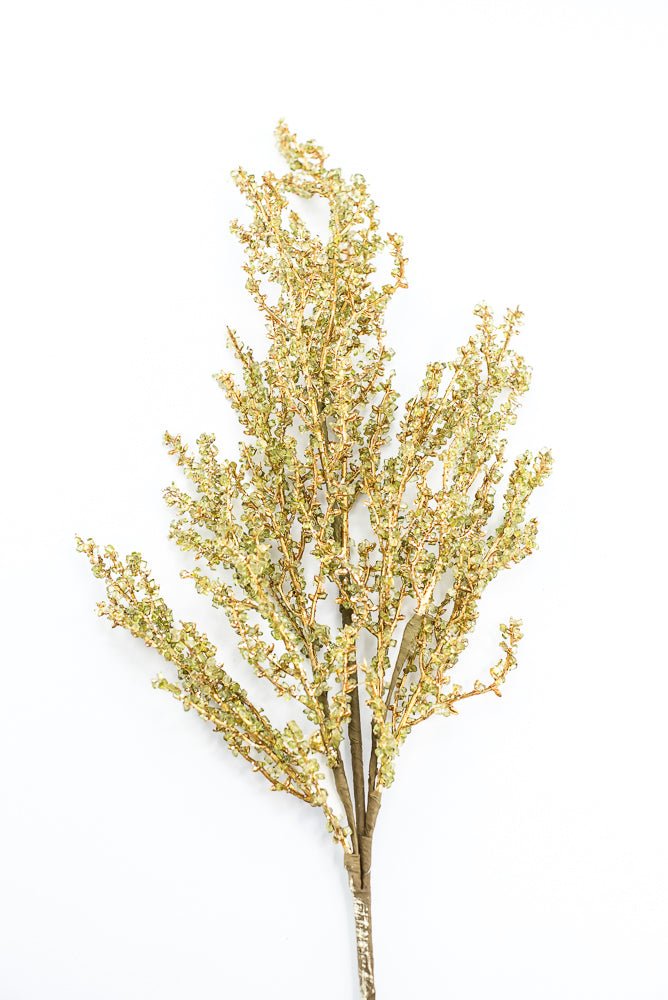 Artificial Green & Gold Iced Twig Spray - 30.5" - Greenery MarketArtificial Flora32146-GNGD