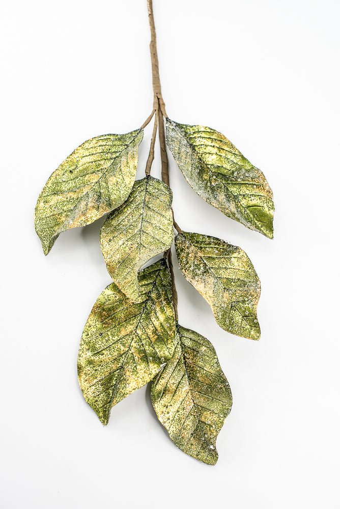 Artificial Green Metallic Magnolia Leaf Spray - 25.5" - Greenery MarketArtificial FloraXG1165-G