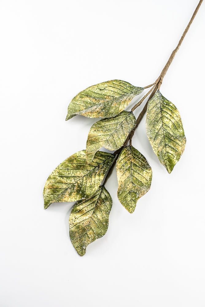 Artificial Green Metallic Magnolia Leaf Spray - 25.5" - Greenery MarketArtificial FloraXG1165-G