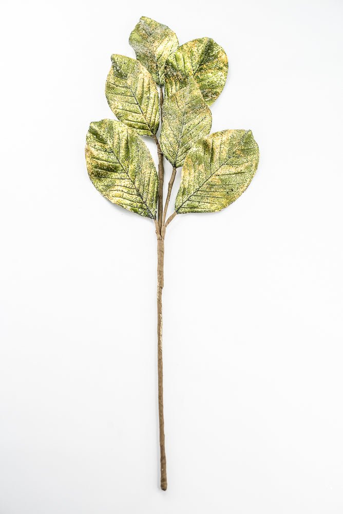 Artificial Green Metallic Magnolia Leaf Spray - 25.5" - Greenery MarketArtificial FloraXG1165-G