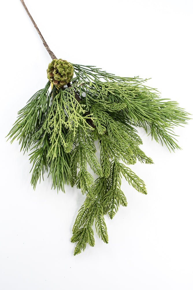Artificial Green Mix Cedar Pine With Cone Spray - 24" - Greenery MarketArtificial Flowers281944