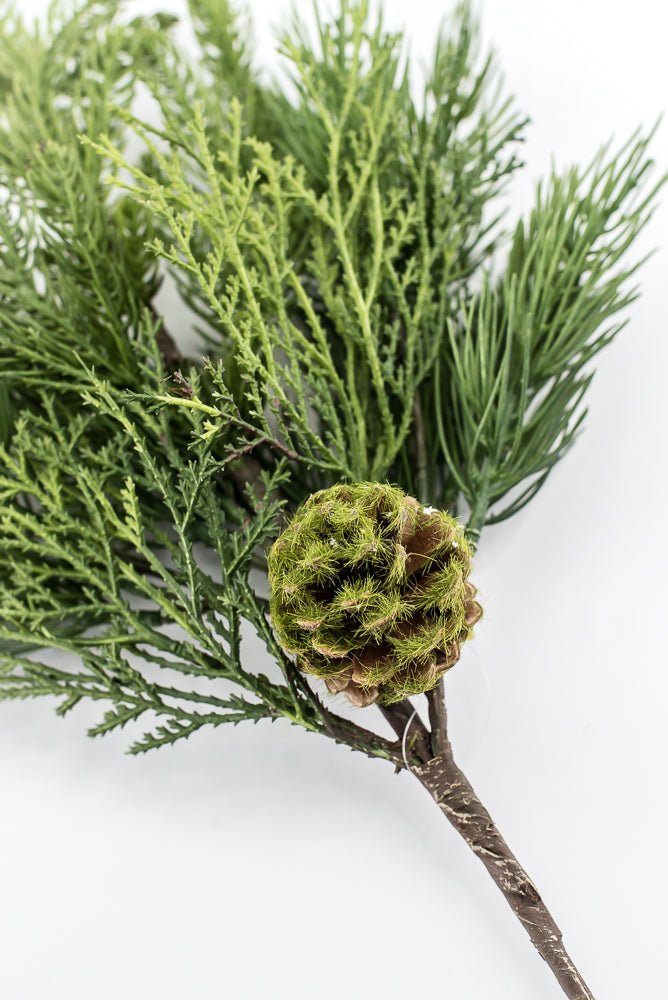 Artificial Green Mix Cedar Pine With Cone Spray - 24" - Greenery MarketArtificial Flowers281944