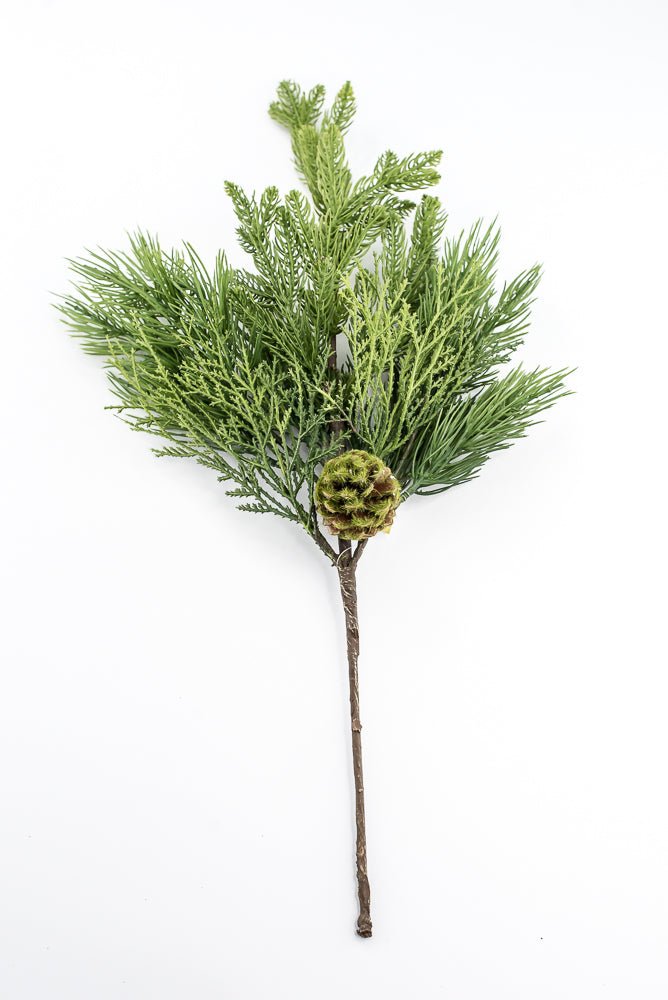 Artificial Green Mix Cedar Pine With Cone Spray - 24" - Greenery MarketArtificial Flowers281944